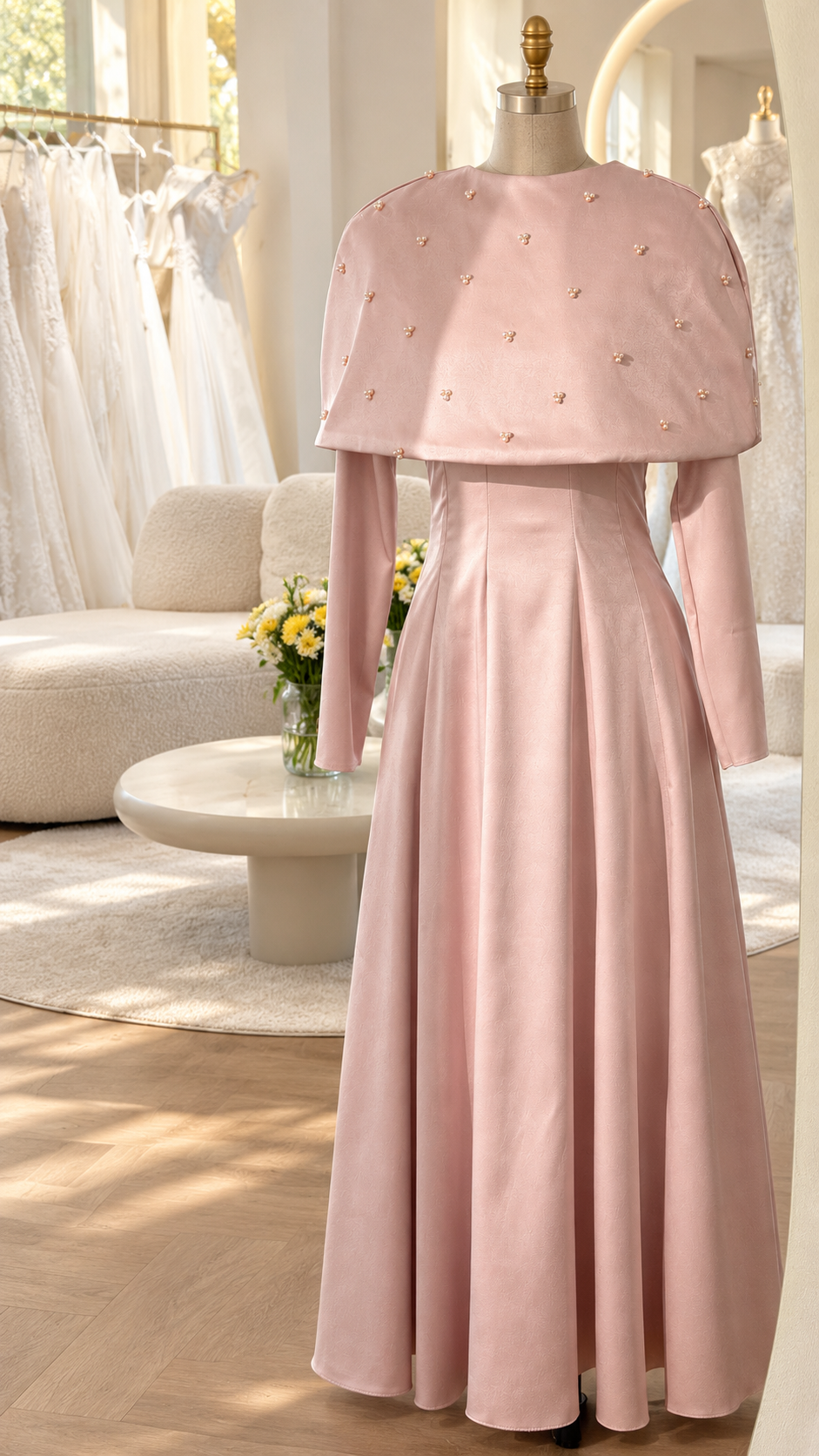 Embellished Cape Dress