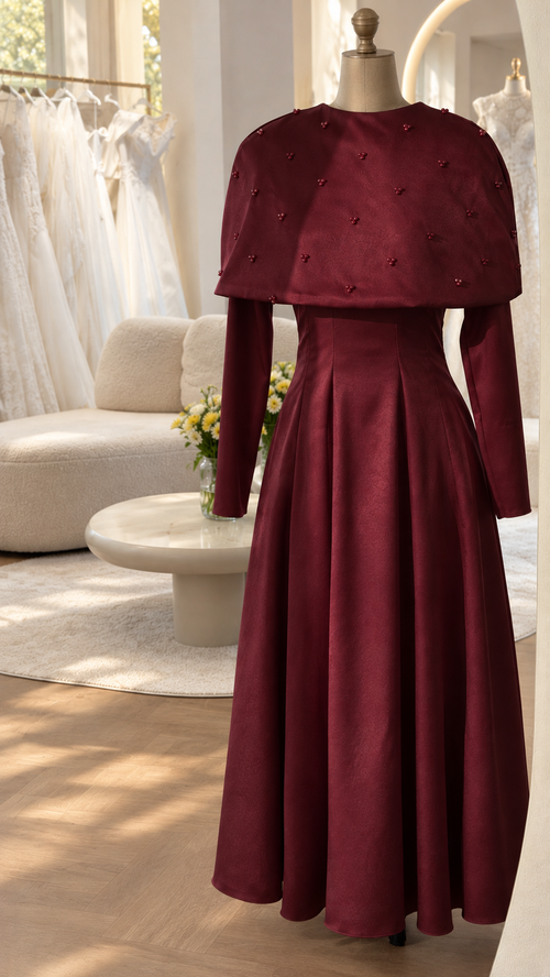 Embellished Cape Dress