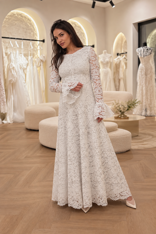 Bell-Sleeve Lace Dress