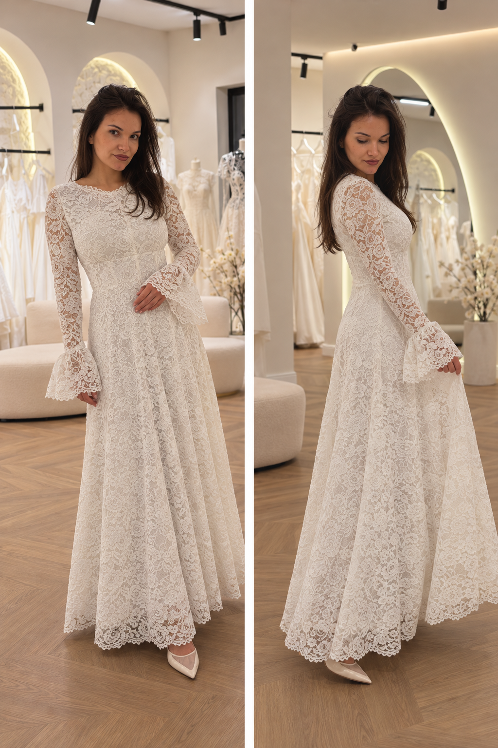 Bell-Sleeve Lace Dress
