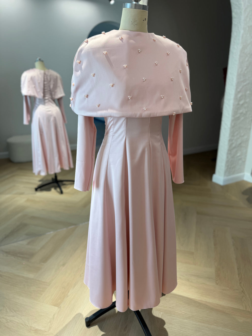 Embellished Cape Dress
