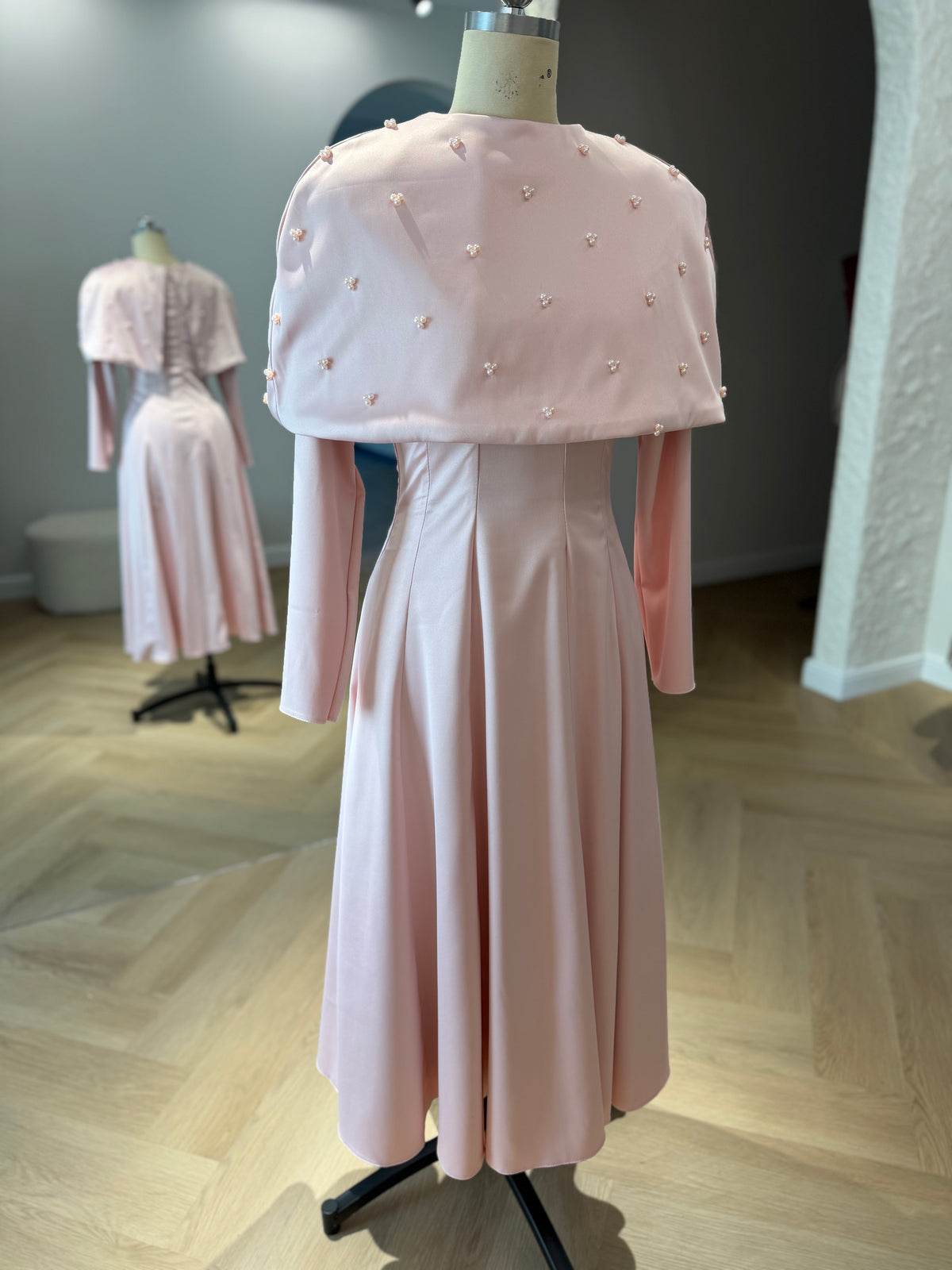 Embellished Cape Dress