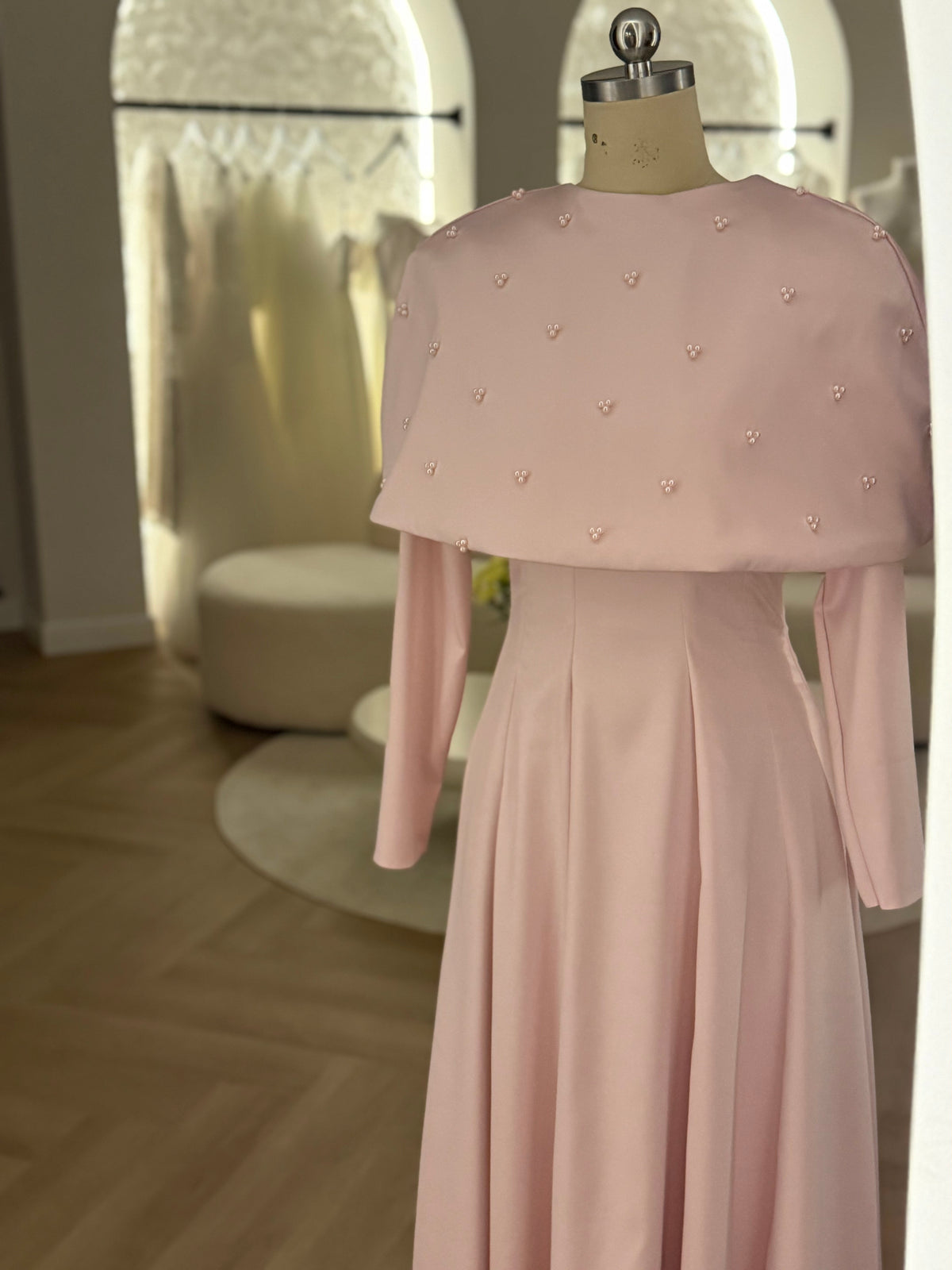 Embellished Cape Dress